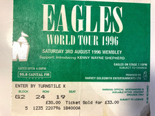 Eagles World Tour Wembley 1996 Genuine RARE ‘I Was There’ Concert Ticket Used