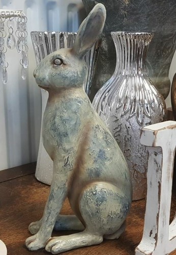Grey blue hare ornament large - blue,