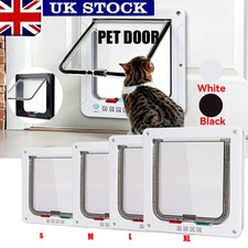 Pet door locking Small Medium Large Dog Cat Flap Magnetic White Frame 4 way UK