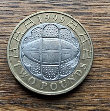 GB £2 coin 1999 Rugby World