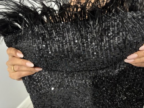 Black sequin strapless maxi - black,