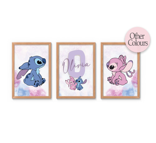 Watercolour lilo stitch - watercolour, &