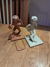 Vintage Morph & Chas Bookends Tony Hart Figural Book Ends 6” Aardman Animations
