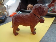 Carved wooden St Bernard dog, 5" long