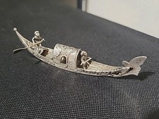 Antique Miniature 800 Silver Continental Gondola Boat, Simon Reusswig, Kissingen