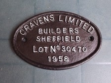 BR DMU Coach Plate Cravens Ltd Class 105 Worksplate Carriage Builders 30470 1958