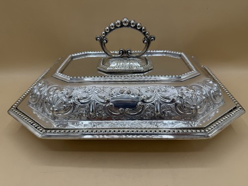 Silver plate entree serving - silver,