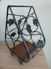 Wine Rack Metal and Rattan
