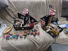 Two Le Toy Van Barbarossa Wooden Pirate Ships plus other Accessories & figures