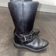 CLARKS VENTURE MOON BLACK LEATHER GIRLS SCHOOL BOOTS UK SIZE 10.5 G