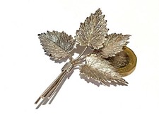 VINTAGE CHARLES HORNER CHESTER STERLING SILVER CHARLES HORNER LEAF BROOCH PIN