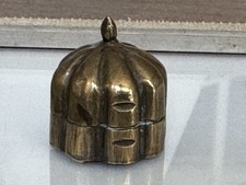 Antique Indian 19th century brass opium pot Box Dome Miniature Weight Unusual