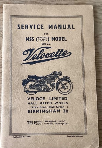 Velocette mss model 500 c - , c.c