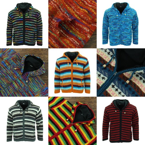 Hand knitted wool hooded - wool,