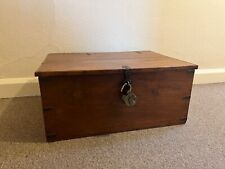 Antique teak merchant's chest with padlock