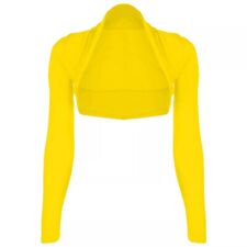 Ladies/Women's Plain Long Sleeves Cropped Shrug UK 8 - 26