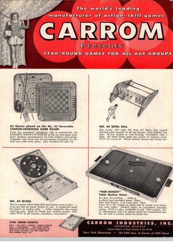 1957 paper carrom toy - paper, ad