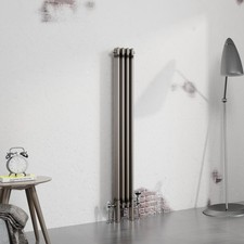 Warmehaus 1500x202mm Raw Metal Vertical 3 Column Radiator Traditional Cast Iron