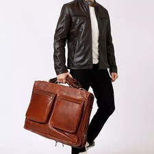 Leather suit carrier Brown and