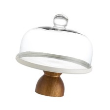Wooden Cake Stand Clear Glass
