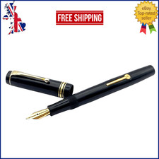 VINTAGE BURNHAM FOUNTAIN PEN IN BLACK SEMI FLEXIBLE 14K GOLD MEDIUM NIB ENGLAND