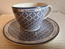 Whittard of Chelsea Blue & White Teacup and Saucer Fine China Coffee Tea