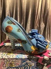 Irregular Choice Size 5 “Ascot” Blue&White Polka Dot Pineapple Stilettos Boxed