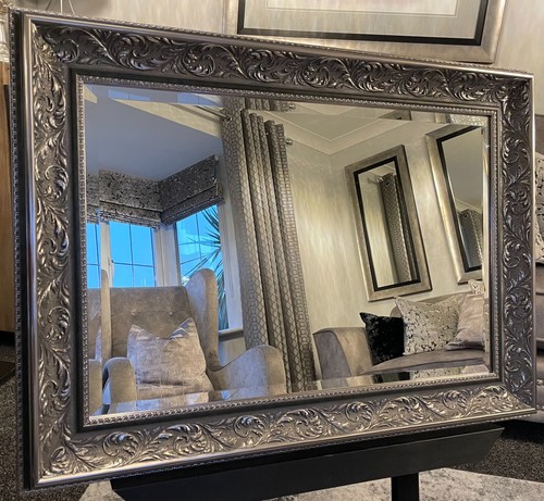 Mirror large antique silver - antique,