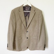 Moss Bros Men Beige Check Wool