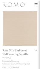 Romo Wallpaper Raya Silk Vanilla W464/03 New Sealed