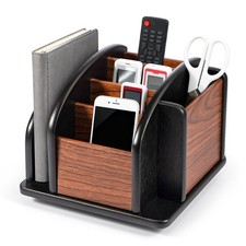 Wooden Remote Control Holder Organiser Revolving Office Storage Organizer