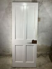 29 7/8"X 77 1/8" 1930s Internal Painted Pitch Pine Four Panel Door 2over2 Old
