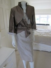 Mother of the Bride Presen De Luxe Silk Dress & Jacket Brown & Cream size 18