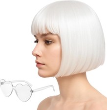 White Wig 12 Inch, Bob Wig