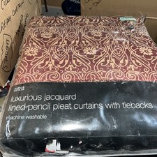 Marks & Spencer Luxury Jacquard 54” x 86” Curtains, Burgundy & Gold, bnip