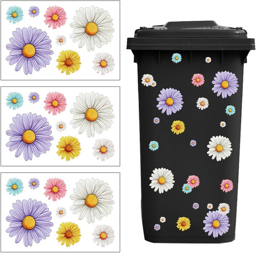 Wheelie bin stickers - bin, flowers