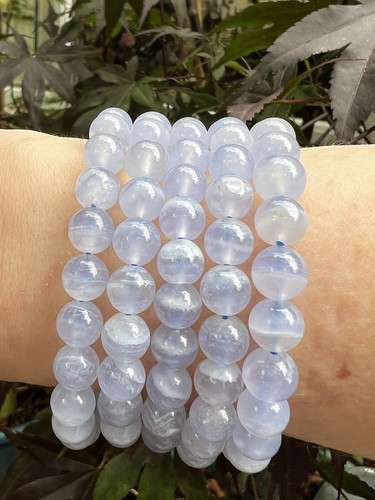 Blue lace agate beaded crystal - blue,