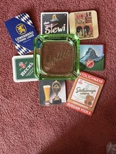 Vintage Green Glass Ashtray Approx Age Over 70yrs Old