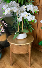 VINTAGE MORCO GOLD PAINTED PIE CRUST SEWING CRAFT HOBBY BOX PLANT COFFEE TABLE