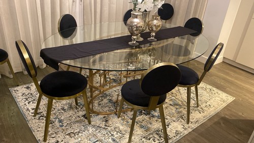 Luxury oval glass dining - oval,