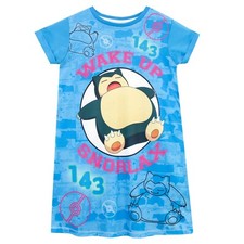 Pok�mon Snorlax Nightdress Kids Girls 4 5 6 7 8 9 10 11 12 13 Years Nightie Blue
