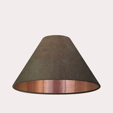 Lampshade Olive Green Velvet Brushed Copper Tapered Coolie Light Shade
