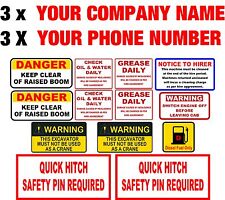 PLANT HIRE DECAL SET MINI DIGGER 3 X COMPANY NAME & PHONE NUMBER