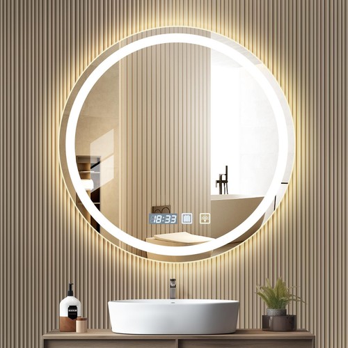 Round led bathroom wall mirror - wall,