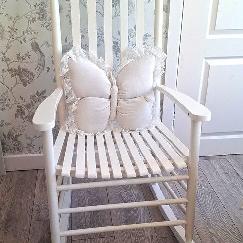 White wooden rocking - wooden, chair