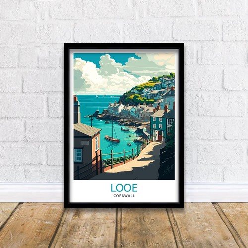 Looe cornwall travel poster - looe,