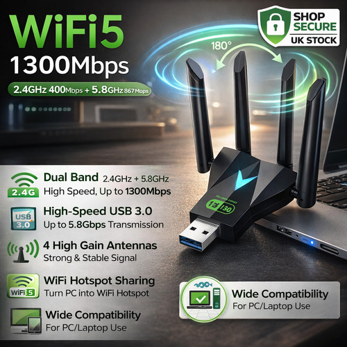 1300mbps usb wifi adapter dual - usb,