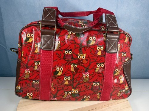 Red brown oil cloth owl - cloth,