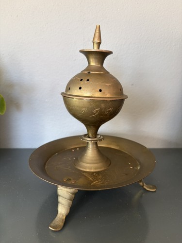 Vintage brass incense holder - vintage,