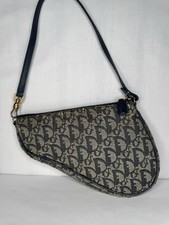 Authentic CD Christian Dior saddle trotter bag beige black Dior print women’s